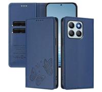 Rnrieyta pour Honor X8C 4G RFID Coque Antichoc Housse Portefeuille en Cuir PU Embossé Papillon Porte-Cartes Support Réglable Magnétique Étui