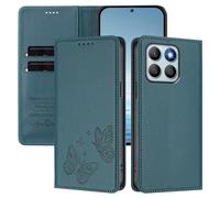 Rnrieyta pour Honor X8C 4G RFID Coque Antichoc Housse Portefeuille en Cuir PU Embossé Papillon Porte-Cartes Support Réglable Magnétique Étui