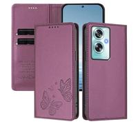 Rnrieyta pour Oppo A79 5G RFID Coque Antichoc Housse Portefeuille en Cuir PU Embossé Papillon Porte-Cartes Support Réglable Magnétique Étui