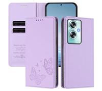 Rnrieyta pour Oppo A79 5G RFID Coque Antichoc Housse Portefeuille en Cuir PU Embossé Papillon Porte-Cartes Support Réglable Magnétique Étui