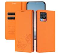 Rnrieyta pour Realme 8/8 Pro RFID Coque Antichoc Housse Portefeuille en Cuir PU Embossé Papillon Porte-Cartes Support Réglable Magnétique Étui