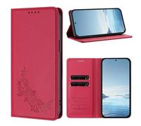 Rnrieyta pour Xiaomi 15T Pro RFID Coque Antichoc Housse Portefeuille en Cuir PU Embossé Fleur Porte-Cartes Support Réglable Magnétique Étui