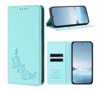 Rnrieyta pour Xiaomi Redmi 13C RFID Coque Antichoc Housse Portefeuille en Cuir PU Embossé Fleur Porte-Cartes Support Réglable Magnétique Étui