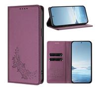 Rnrieyta pour Xiaomi Redmi 15 RFID Coque Antichoc Housse Portefeuille en Cuir PU Embossé Fleur Porte-Cartes Support Réglable Magnétique Étui