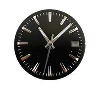 RNSZKIPJ Accessoires de montre 29 mm avec barre de cadran motif soleil, clou sans aiguille littérale lumineuse, convient pour machine NH35/8215/2836, Motif soleil noir argenté + NH35watchhands, taille