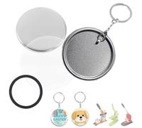 Rntfunre Lot de 250 porte-clés pour machine à boutons - 58 mm - Ensemble de badges en métal avec coque arrière en métal, film transparent et tête de chaîne, Argenté, 58 MM