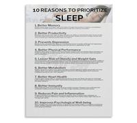 RNUMLIGH 10 Benefits of Sleep Health Chart Wellness Education Poster Canvas Wall-Art for Bedroom Living Room Home Office Decor(Framed,16x24inch(40x60cm))