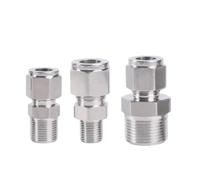 RNUMLIGH 1l8" 1/4" 3/8" 1/2" 3/4" 1" NPT Male 1/8"-1" Inch 2 3 4 5 6 8-25mm Tube Compression Union 316L Stainless Pipe Fitting Connector(1 NPT,6MM_NPT THREAD)