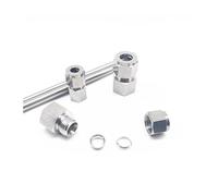 RNUMLIGH 1PC 304 Stainless Steel Double Ferrule Fitting 6mm OD Tube to 1/4" Hex Female Thread Straight Joint
