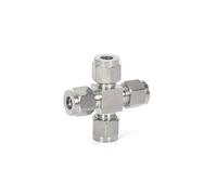 RNUMLIGH 1PC 304 Stainless Steel Double Ferrule Straight Cross Fitting 6mm Tube Hex 4-Way Equal Diameter Cross Joint