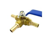 RNUMLIGH 4 6 8 10 12 13 14 16 19 20 25 32mm Hose Barb Tee 3 Ways Full Port T-Port L-Port Brass Ball Valve Connector for Water Oil Gas (10mm Barb,L Port)