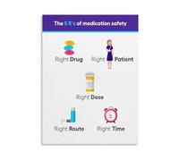 RNUMLIGH Administration Canvas Wall-Art, 5 Rights Poster for Pharmacy Technician Training, Classroom(Framed,08x12inch(20x30cm))