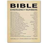 RNUMLIGH Antique Style Bible Verses Art - 'Emergency Numbers' for Peace & Strength, Christian Gift of Encouragement, Unframed Poster for Home Decor, Farmhouse Style(Unframed,16x24inch(40x60cm))