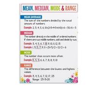 RNUMLIGH Basic Statistics Terms Mean Median Mode Range Data Analysis Formula Guide Metal Wall Sign for Homeschool Math Room Study Decor 8 X 12 inch