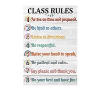 RNUMLIGH Boho Rainbow Class Rules Chart Back To School Classroom Decor for Teachers Preschool Kindergarten Elementary High(Framed,08x12inch(20x30cm))