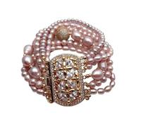 RNUMLIGH Bracelet à breloques multicouches de perles d'eau douce naturelles de différentes formes, 7 brins, bijoux de conception originale