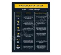 RNUMLIGH Camera Cheat Sheet Poster Basic Settings Photography Guide Chart for Beginner Photographer Home Office Studio Wall-Art(Framed,12x18inch(30x45cm))