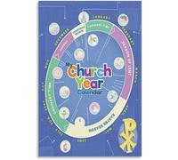 RNUMLIGH Catholic Liturgical Calendar Poster, Guide to Seasons and Colors, Religious Education Wall-Art for Home, School(Framed,08x12inch(20x30cm))