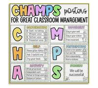 RNUMLIGH CHAMPS Posters Classroom Management Behavior Chart Canvas Print Wall-Art for Elementary School Teacher Office Decor(Unframed,16x24inch(40x60cm))