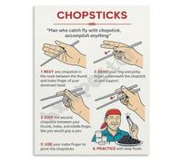 RNUMLIGH Chopsticks Using Tutorial Poster Table Manners Educational Wall-Art Guide for Beginners Kitchen and Home Decor(Unframed,12x18inch(30x45cm))
