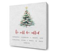 RNUMLIGH Christian Christmas Canvas Wall-Art Isaiah 9 6 Bible Verse Christmas Tree Religious Scripture Home Decoration(Unframed,12x18inch(30x45cm))