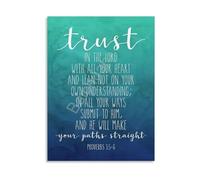 RNUMLIGH Christian Wall-Art Proverbs 3 5 6 Trust In The Lord Poster Vintage Print For Home Decor Gift And Encouragement(Framed,08x12inch(20x30cm))