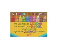 RNUMLIGH Classroom Community Poster, We Are A Box Of Crayons Each Unique, Welcome To Our Pack Rules, Back to School Decor(Framed,08x12inch(20x30cm))