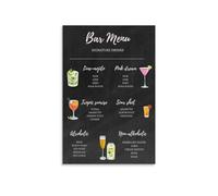 RNUMLIGH Cocktail Bar Wall-Art Vintage Drink Poster Canvas Print for Home Man Cave Dining Room Decor(Unframed,12x18inch(30x45cm))