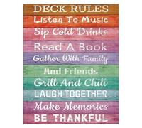 RNUMLIGH Deck Rules Humor Metal Sign Tin Wall-Art for Backyard Patio Bar Man Cave Home Decor 8 X 12 in