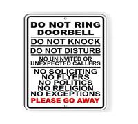 RNUMLIGH Do Not Ring Doorbell No Soliciting Sign Metal Warning Sign for Front Door Office Privacy (8 X 12 in)