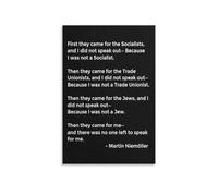 RNUMLIGH Educational Holocaust Poster, “First They Came” Quote on Courage and Conscience, Wall-Art for School, Study(Framed,12x18inch(30x45cm))