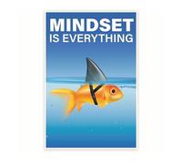 RNUMLIGH Educational Mindset Poster - Mindset Is Everything with Symbolic Goldfish - Classroom Decor for Social Emotional Learning SEL(Framed,12x18inch(30x45cm))