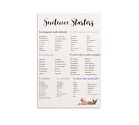 RNUMLIGH ELA Classroom Writing Poster - Sentence Starters & Transition Words Chart, Educational Wall-Art for Students & Teachers(Unframed,12x18inch(30x45cm))