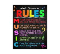 RNUMLIGH Elementary Music Classroom Rules Poster - Educational Wall Sign for Bulletin Board and Decor(Unframed,12x18inch(30x45cm))
