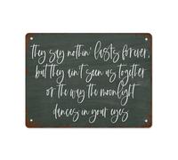 RNUMLIGH Established With Love Vintage Metal Sign Our Forever Date Romantic Tin Plaque for Wedding Anniversary Home Wall Decor 8 X 12 Inch