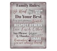 RNUMLIGH Family Commandments Be Kind Hug Often Do Your Best Smile Respect Others Love Each Other Forgive Share Remember Always Loved Metal Tin Sign 8 X 12 in