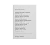 RNUMLIGH "First They Came Martin Niemoller Quote Print - Holocaust Memorial Poem, WWII History Inspirational Wall-Art for Home Library Study(Unframed,12x18inch(30x45cm))