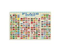 RNUMLIGH Flags of the World Canvas Wall-Art Educational Poster for Classroom Decor School Nursery Playroom Global Geography Print(Framed,16x24inch(40x60cm))