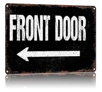 RNUMLIGH Funny Bathroom Direction Sign Front Door with Right or Left Arrow Vintage Aluminum for Restroom Decor Home Cafe Porch Outdoor Indoor 8 X 12 in