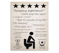 RNUMLIGH Funny Bathroom Wall-Art Canvas Print Humorous Toilet Sign 5 Star Critique Poster Decor Gift(Framed,08x12inch(20x30cm))
