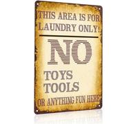 RNUMLIGH Funny Laundry Room Rules Sign No Tools Vintage Aluminum for Utility 8 X 12 in