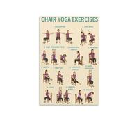 RNUMLIGH Gentle Chair Yoga Sequence Poster, Daily Wellness Practice Chart Canvas Wall-Art, Soothing Decor for Home, Studio(Framed,16x24inch(40x60cm))