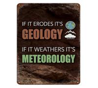 RNUMLIGH Geology Versus Meteorology Metal Tin Sign Funny Quote For Earth Science Lovers Wall-Art For Classroom Bar Man Cave Room Decor 8 X 12 in