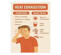 RNUMLIGH Heat Illness Educational Poster Exhaustion and Stress Awareness Chart for Workplace and Outdoor Sports(Framed,08x12inch(20x30cm))