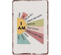 RNUMLIGH I Am Affirmations Aluminum Metal Sign Self Talk Wall Decor for Bedroom Office Inspirational Daily Reminder 8 X 12 inch