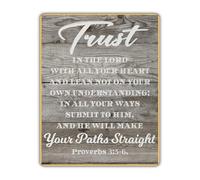 RNUMLIGH Inspirational Religious Sign Proverbs 3:5-6 Trust in the Lord Metal Tin Wall-Art for Gift Home Office Decor 8 X 12 in