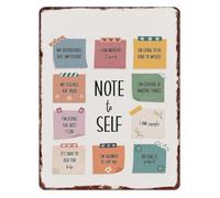 RNUMLIGH Inspirational Self Affirmation Notes Metal Tin Sign Motivational Quotes Wall Decor for Home Office Bedroom 8 X 12 in