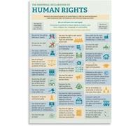 RNUMLIGH Inspiring Human Rights UDHR Poster, Canvas Wall-Art for Community Center, Activist Space, Nonprofit Office(Framed,12x18inch(30x45cm))