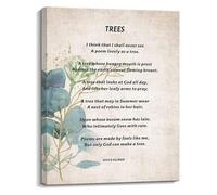 RNUMLIGH Joyce Kilmer Trees Poem Vintage Canvas Wall-Art Print But Only God Can Make A Tree Kitchen Living Room(Framed,16x24inch(40x60cm))