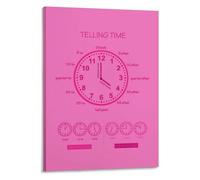 RNUMLIGH Learning Clock Telling Time Wall-Art Educational Canvas Print Modern Decor for Childrens Room Classroom Home School(Unframed,16x24inch(40x60cm))